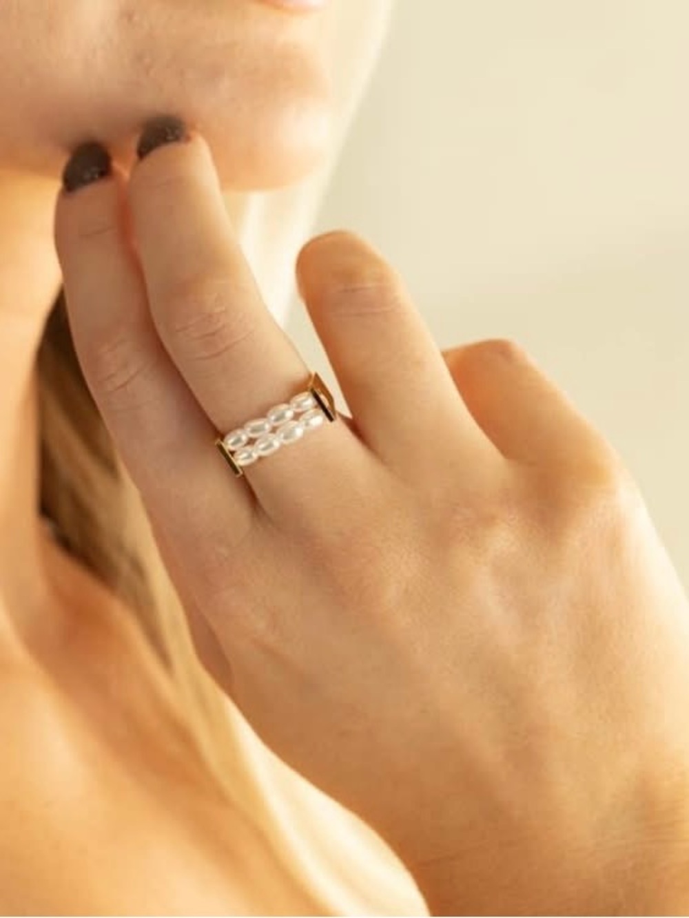 NEW Rylee Ring Size 7 Plunder Gold Pearls